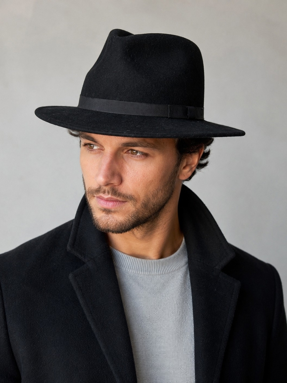 Country Gentleman Black Fedora Hat Men's Large 100% Wool Felt